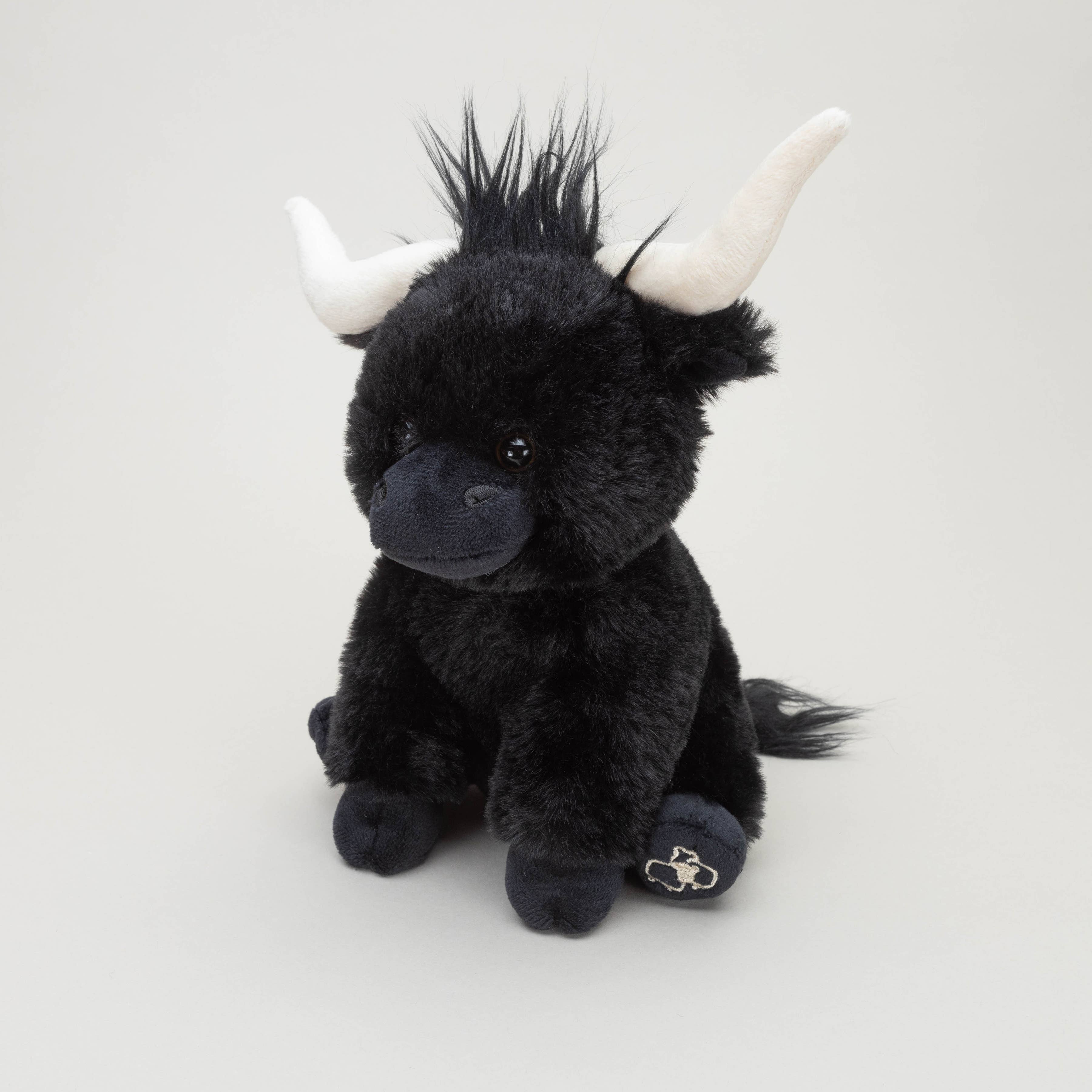 Jomanda Soft Toys & Accessories - Venta al por mayor Peluche - Niños y bebés - Juguete de peluche suave Vaca Highland negra con cuernos largos de 18 cm1