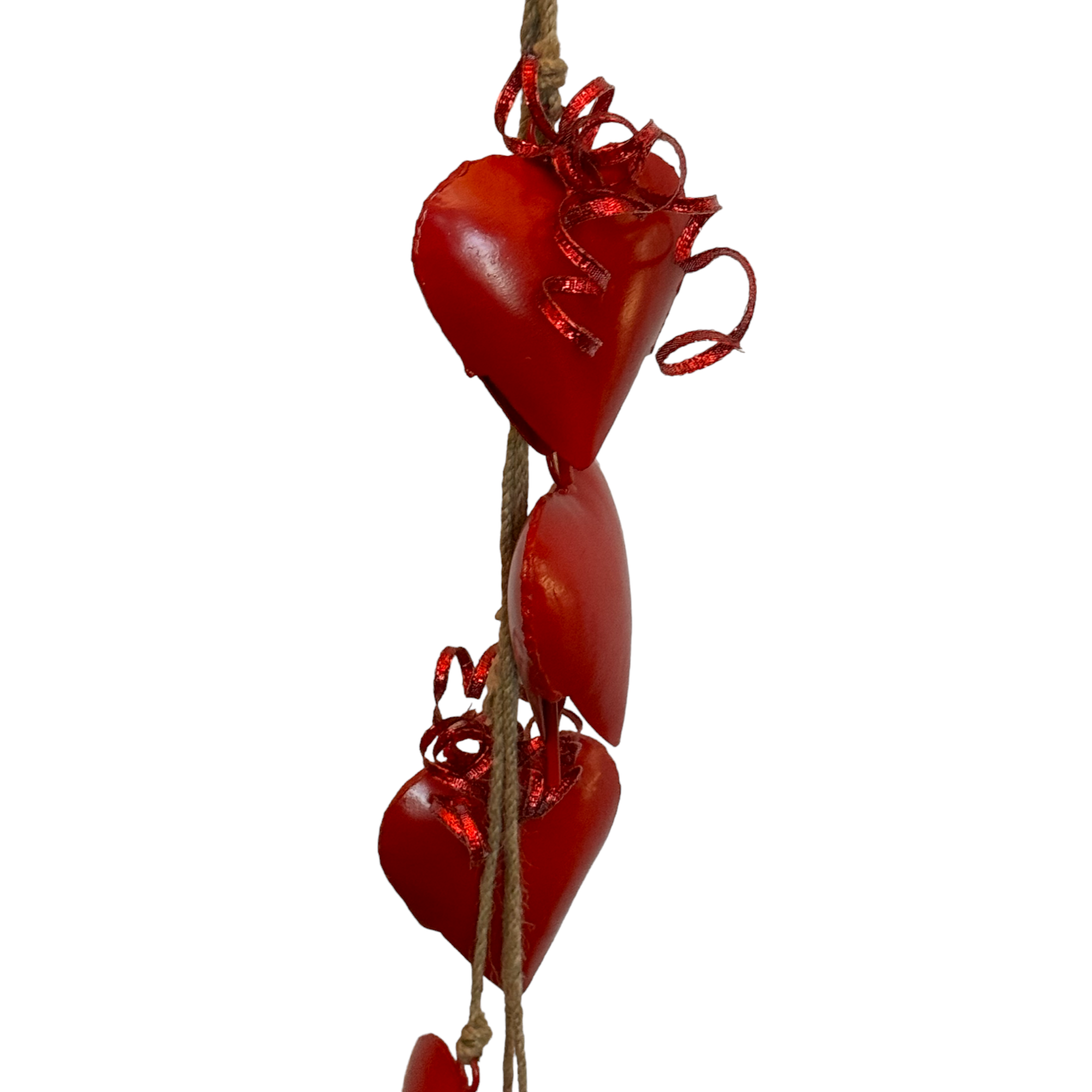 Wilco Home - Wholesale Bell - Six Piece Valentine's Heart Bell Chime Pendant on Jute Rope5