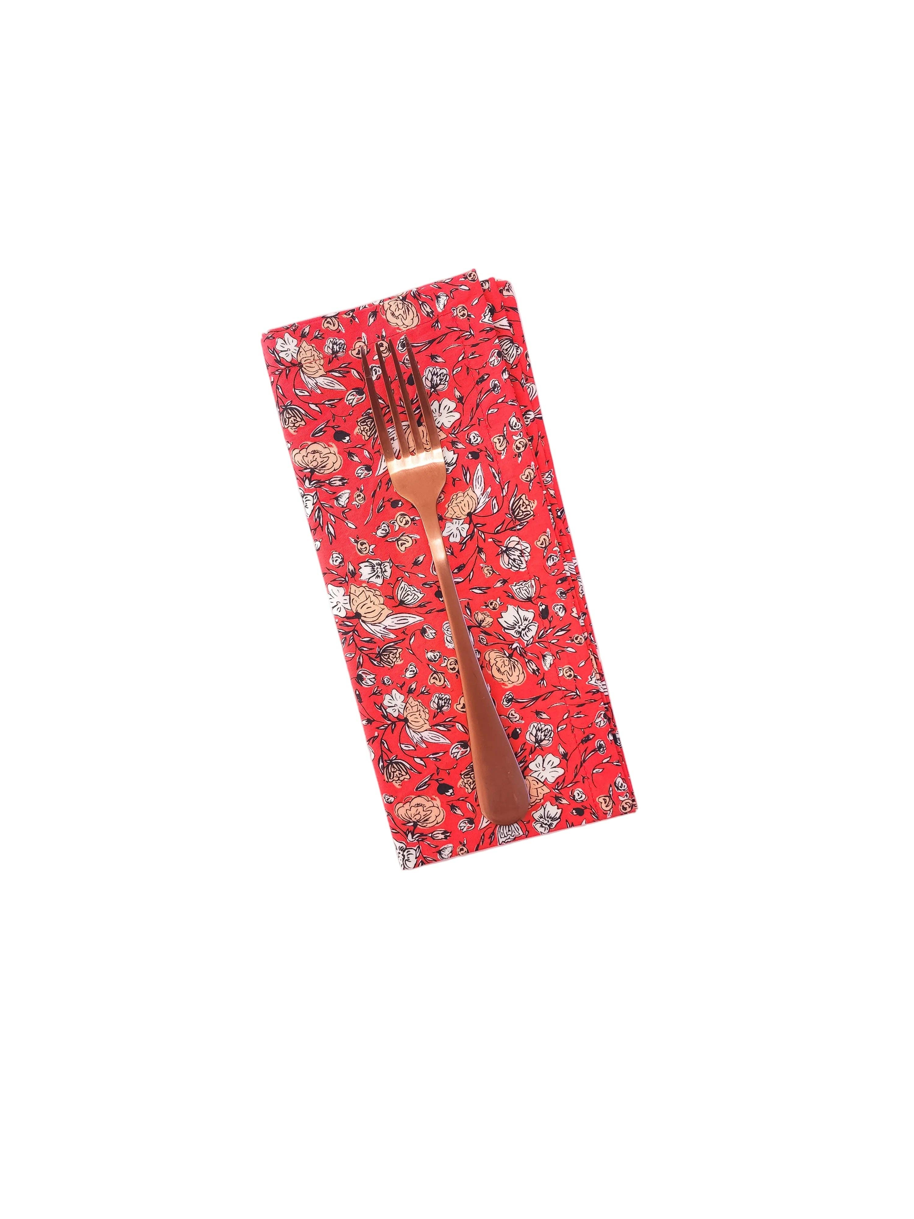 90 West Linen Co. - Wholesale Dinner & Cloth Napkin - Vibrant Red Floral Cloth Napkins, Set of 45