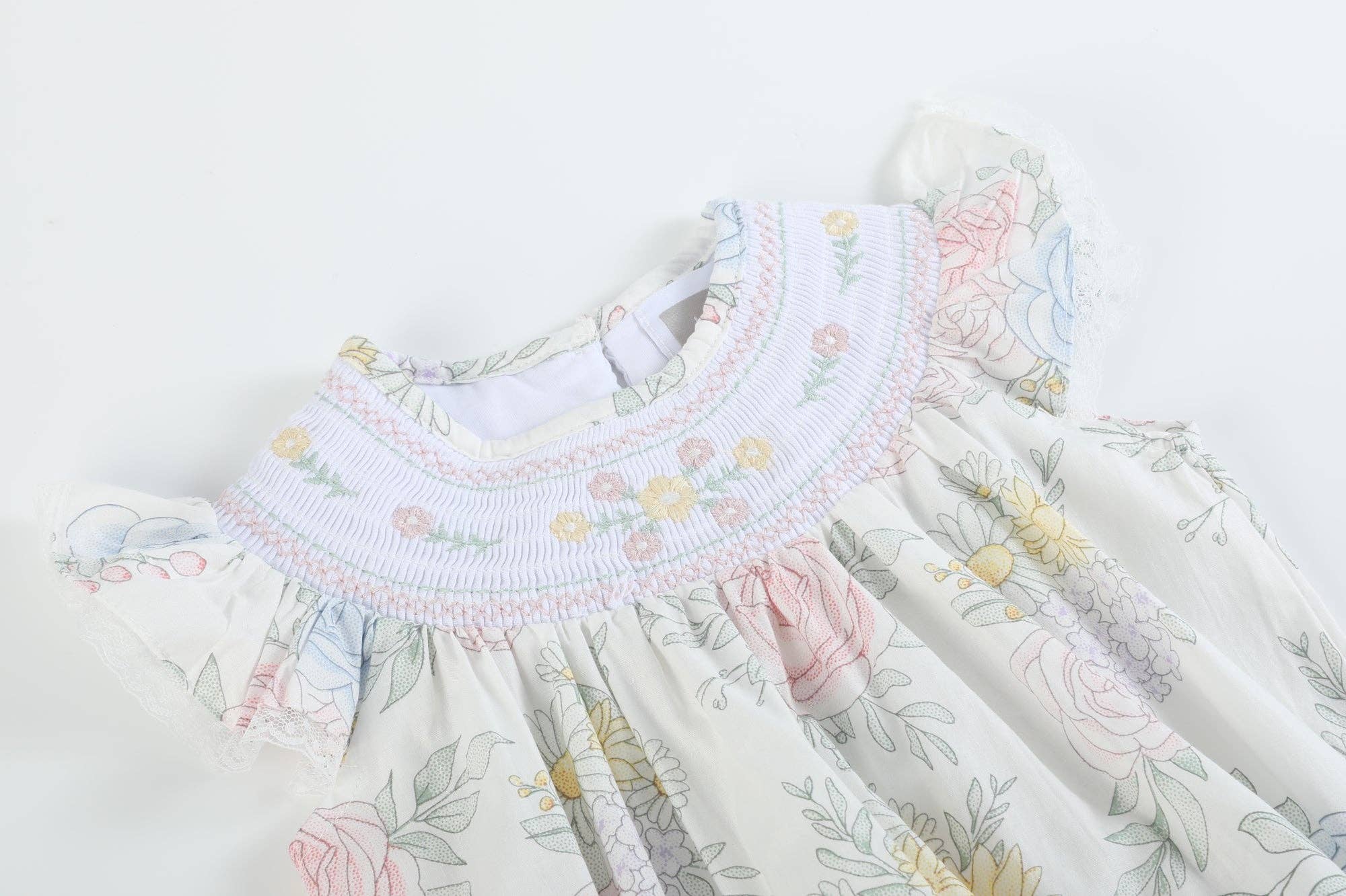 Lil Cactus - Wholesale Bodysuit (Non-Footed) - Baby - Bouquet Floral Smocked Flutter Romper3