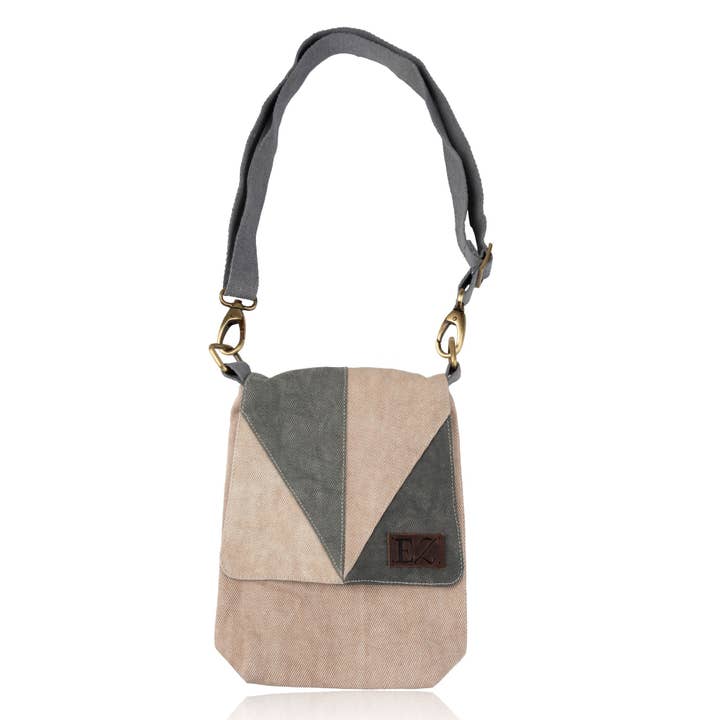 Nikole Patchwork Denim Crossbody Handbag for wholesale by Howard's