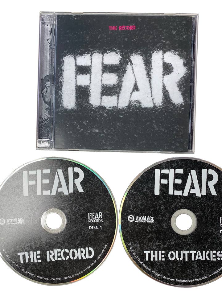 PEUR : "FEAR THE RECORD" RÉÉDITION 2XCD SET pour la vente par Atom Age Industries