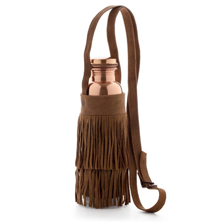 Tamra Copper LA - Wholesale Bottle Rack/Holder - Tamra Suede Fringed Bottle Carrier