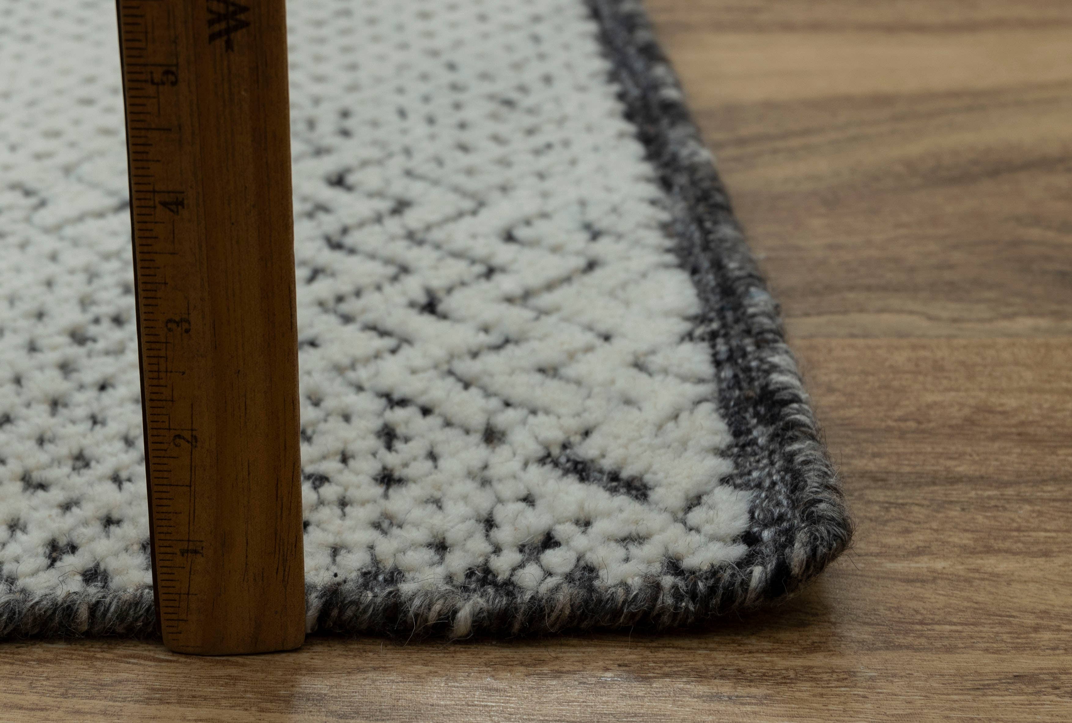 Aesthetic Homes LLC - Wholesale Area Rug - 8x10 Moroccan Rug Grey Black Wool Plush Modern 90097