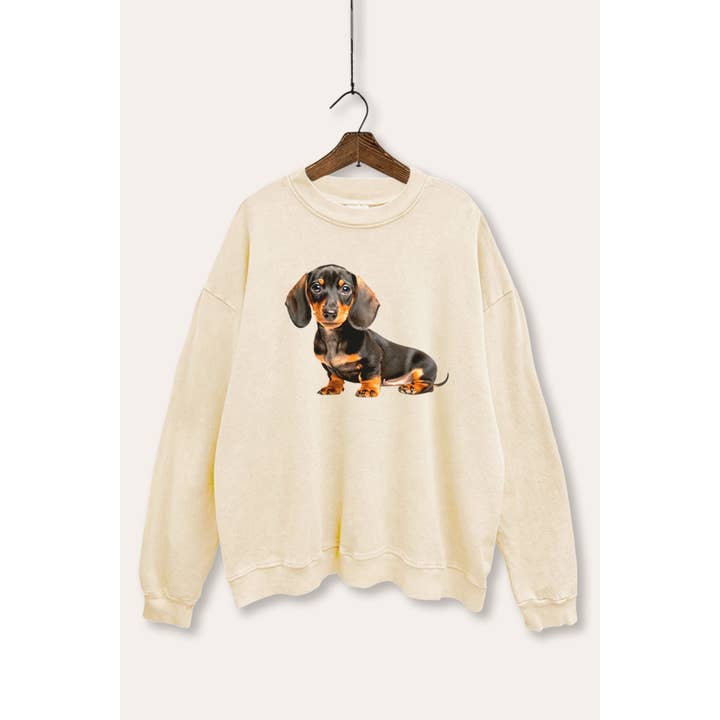 DACHSHUND GRAFISCHE MINERAALWAS SWEATSHIRT voor wholesale door VINTAGE POINT USA