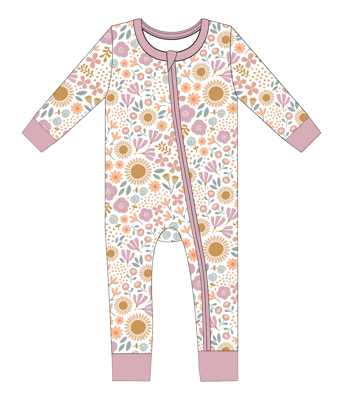 Bird & Bean® - Wholesale Sleepsuit - Baby -  Bamboo Pajamas - Bamboo Sleeper  - Spring Floral Daisy 6