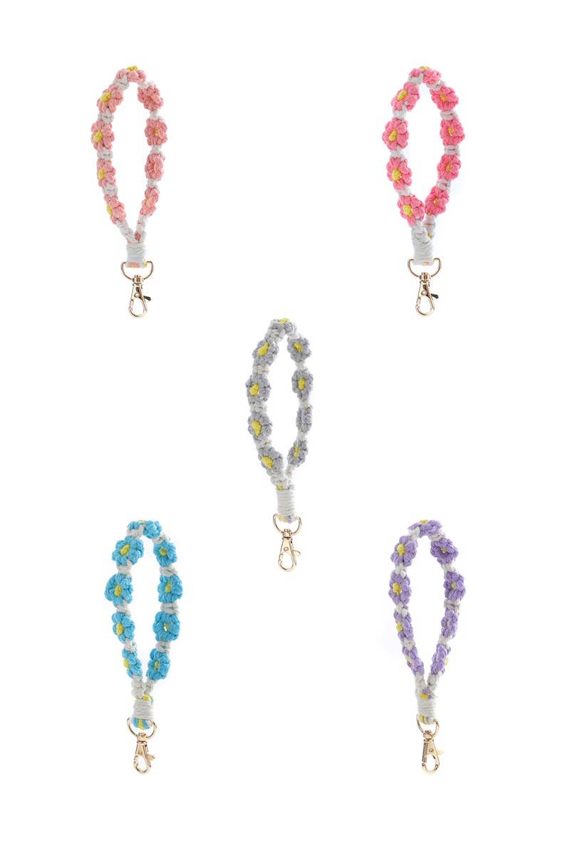 ASSORTED  ,..0626 Tik Tok Daisy Flower Wristlet Keychain, Pack Of 5 SI-26542 for wholesale on Faire4