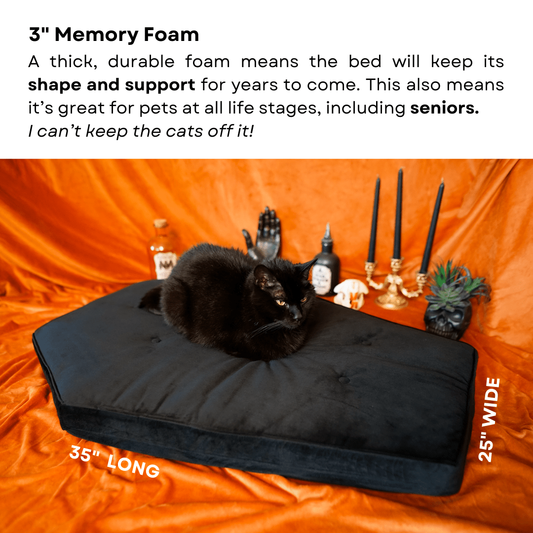 Goth Cloth Co. – wholesale Pet bed – Cat/dog – Critter Coffin - Coffin Shaped Memory Foam Pet Bed for Dogs & Cats2