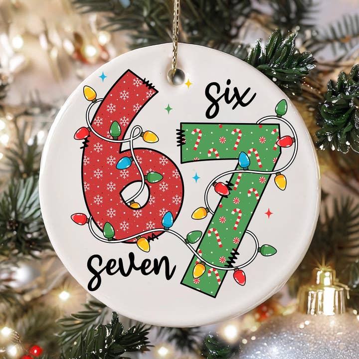Six Seven Meme Xmas 6 7 Ceramic Ornament, Santa Says 67 Gift for wholesale by Embrova