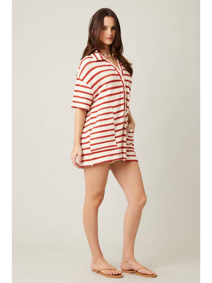 ILLA ILLA - Wholesale Romper - Women's - Slouchy Striped Crochet Romper17