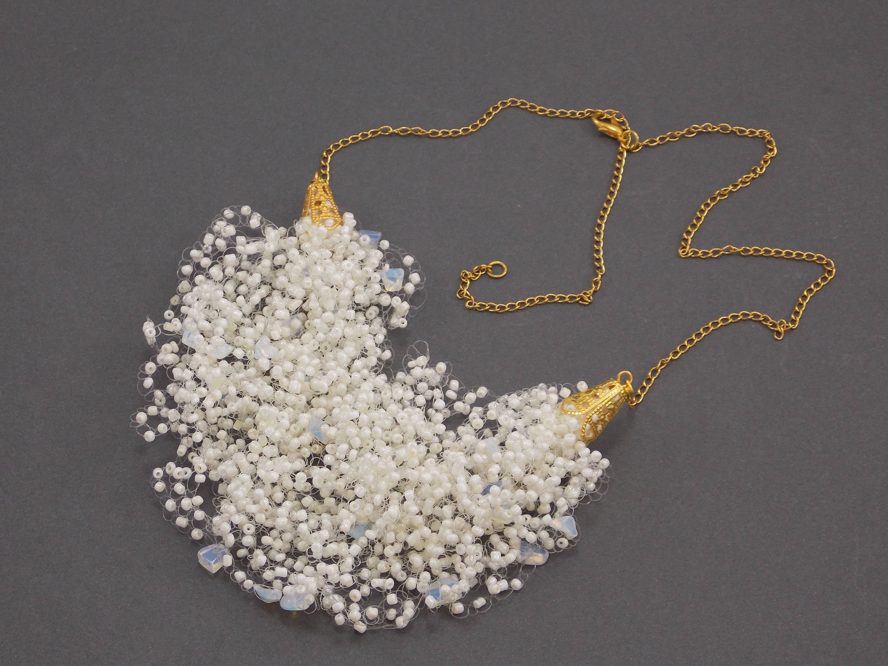 Ninolia - Vendita all'ingrosso Collane di perline/perle - Collana di pietra di luna con perline di pietre preziose di luna e perla beige regalo di San Valentino per fidanzata elegante stratificazione delicata lunghezza personalizzata7