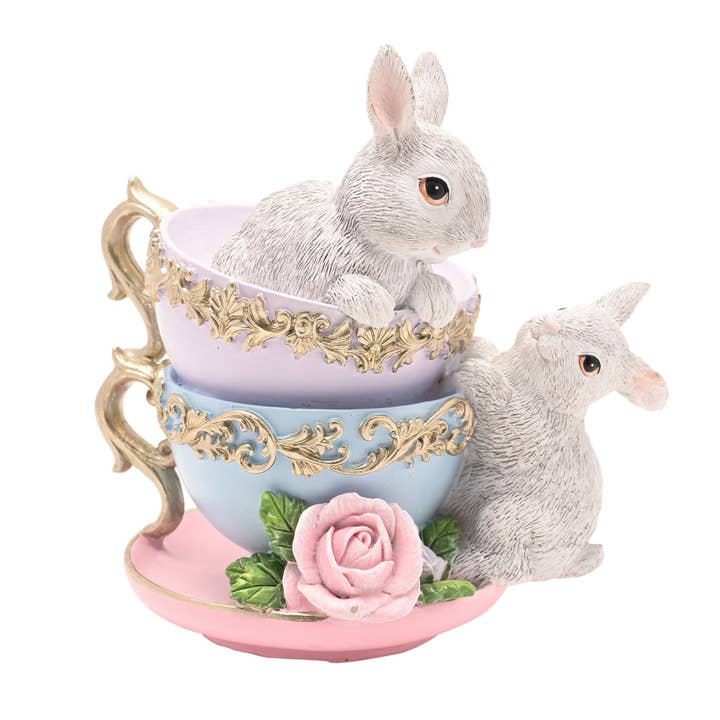**MULTI 2** Die Eier-traordinäre Gifting Co Oster-gestapelte Teetassen & Hasen-Figur für den Großhandel von WIDDOP and Co.