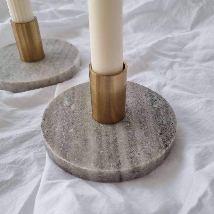 Marble Candle Holder - Taupe for wholesale by bel-jewelry