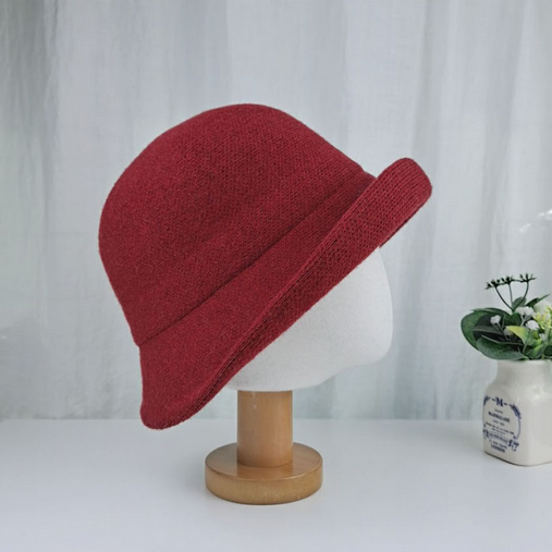 Comfortarians - Vendita all'ingrosso Cappello da pescatore - Donna - Cappello a secchiello in lana regolabile da donna, blocchi di colore, autunno inverno6