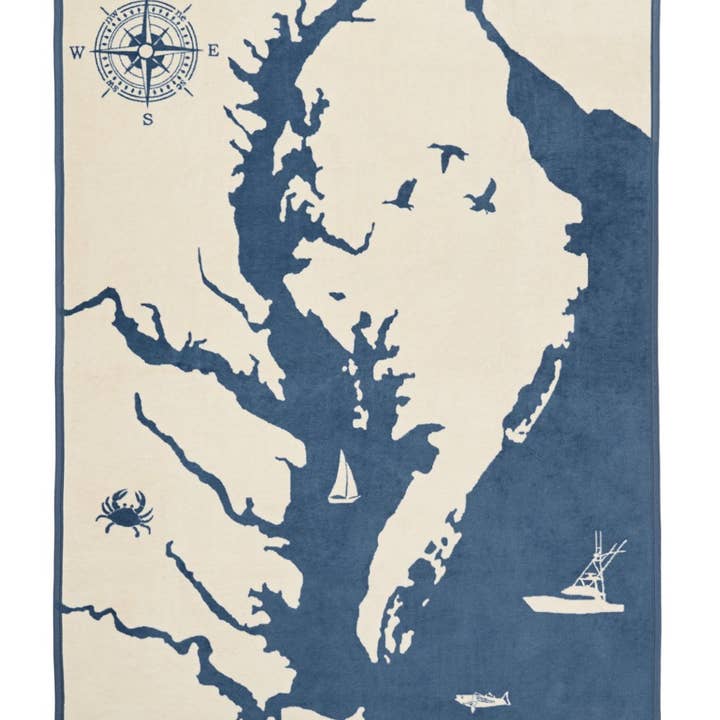 ChappyWrap - Wholesale Throw Blanket - Chesapeake Bay Map Blanket