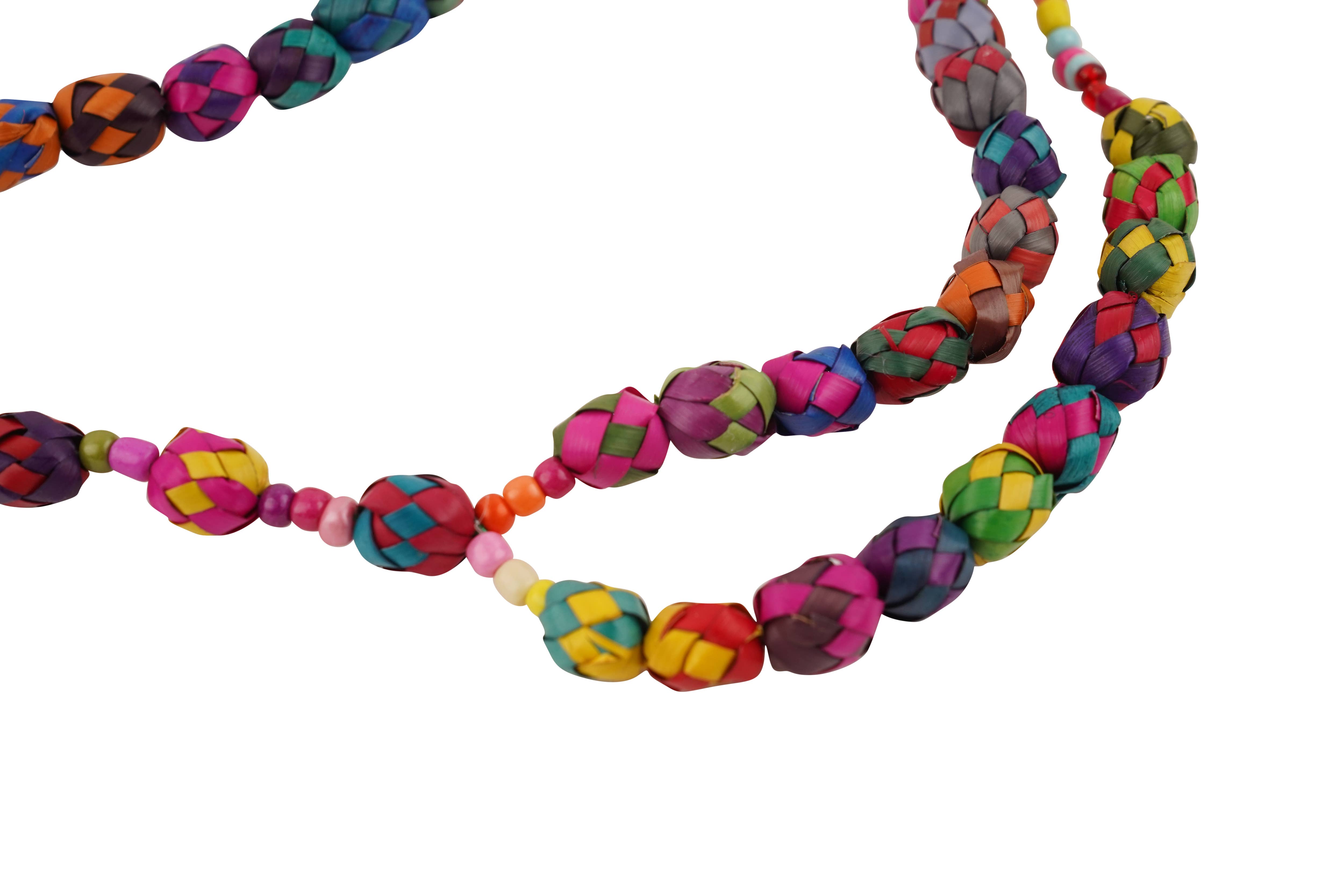 My Amigos Imports – wholesale Prayer beads necklace – Colorful Palm Rosary with Cross-Handmade-21 inch-Fiesta-$102