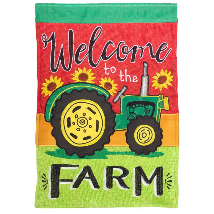 WELCOME TO THE FARM FLAG GARDEN DOUBLE APPLIQUE for wholesale by Magnolia