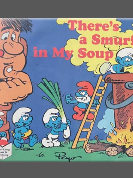 SMURFS, Magnet, Button, Fridge, READ ALONG, SMURF IN MY SOUP for wholesale by Ba Ba Buttons