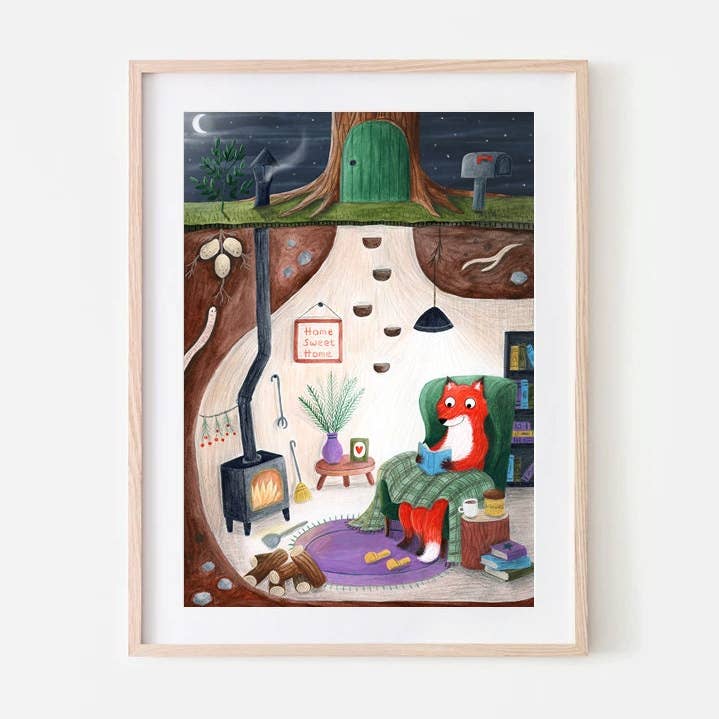 Cosy Fox Art Print for wholesale by Fawa Shah
