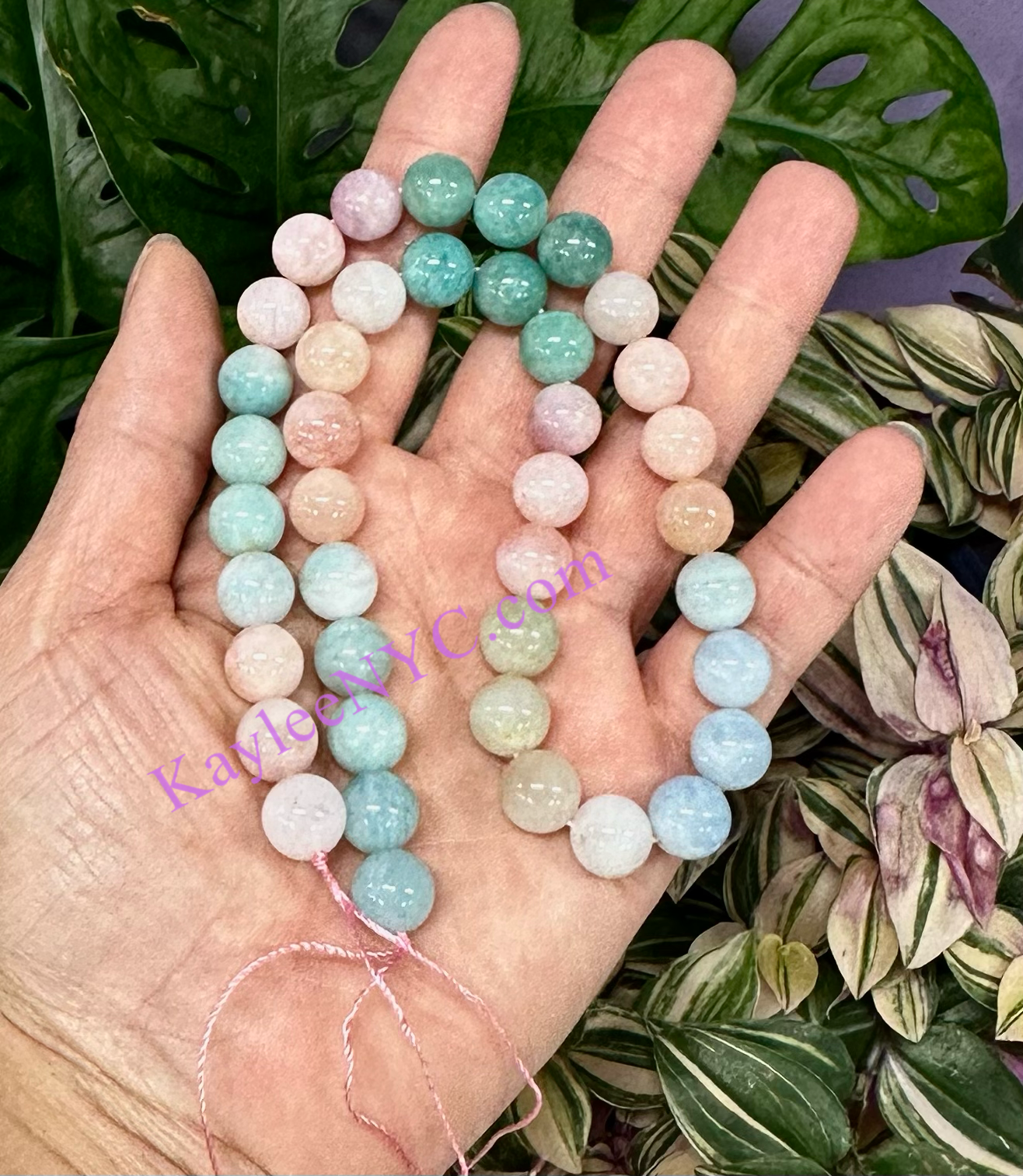 KayleeNYC - Wholesale Beads - 10mm Natural Morganite & Amazonite Crystal beads6