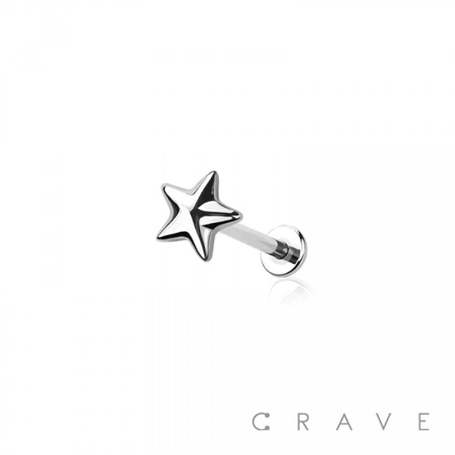 CRAVE - Wholesale Stud/Post Earrings - STAR PUSH IN TOP 316L SURGICAL STEEL LABRET SET4