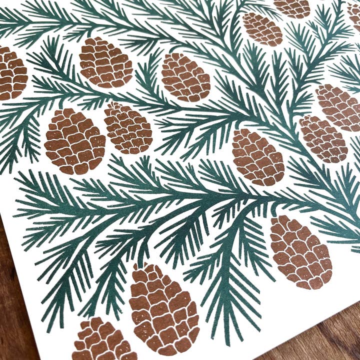Katharine Watson - Wholesale Art Print - Holiday Garden Series: Pinecone Risograph Print3