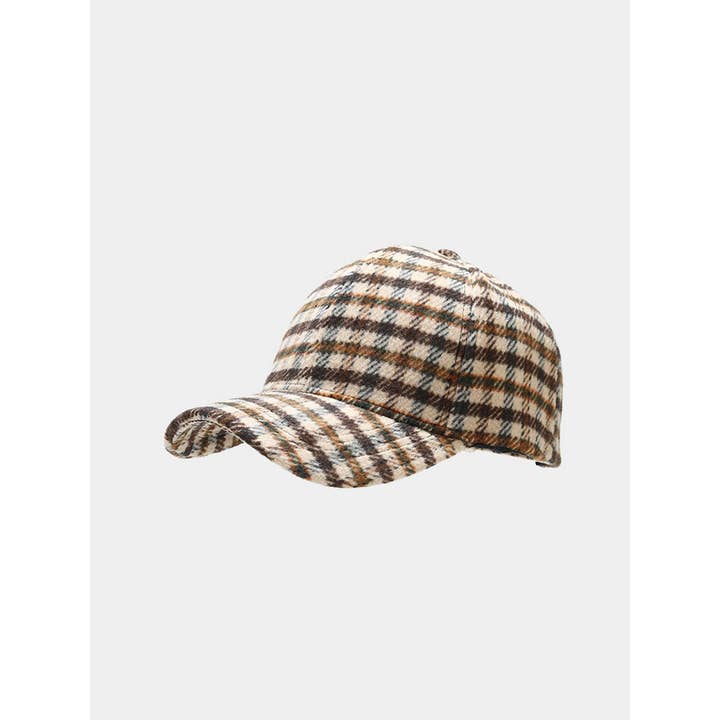 DOUBLJU - Wholesale Baseball Cap - Women's - Vintage Retro Plaid Baseball Cap for Winter
1