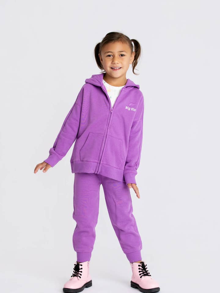 Sporty Zip Sweatsuit_Dark Purple for wholesale by Monica + Andy