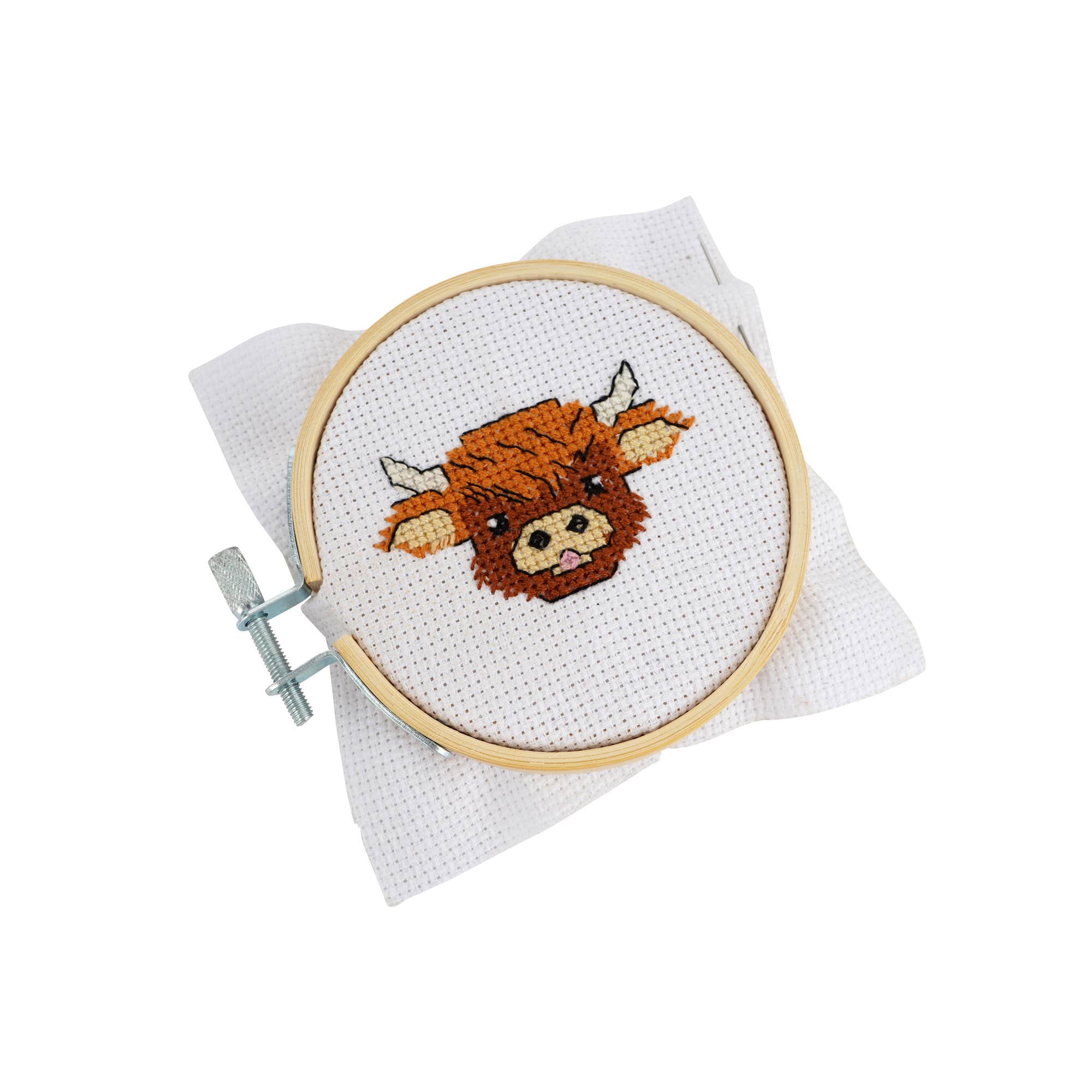 CGB Giftware - Wholesale Embroidery/cross-stitch supplies - Bramble Farm Highland Cow Mini Cross Stitch Kit3