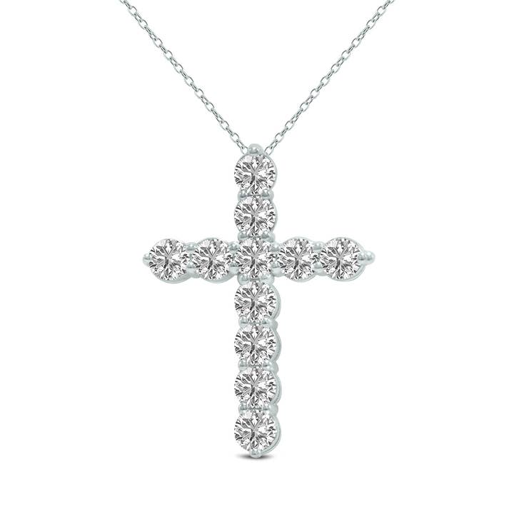 1 CTW Lab Grown Diamond Cross Pendant in 14K White Gold for wholesale by Szul USA LLC