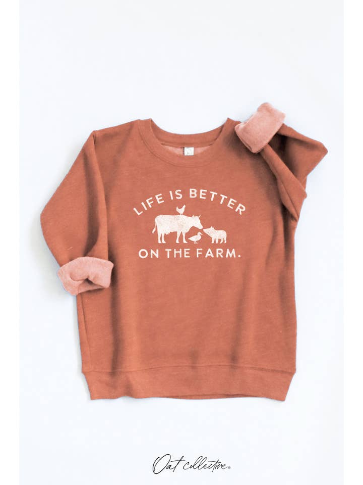 OAT COLLECTIVE - Vendita all'ingrosso Felpa - Bambini - LA VITA È MIGLIORE IN FATTORIA Felpa Grafica Unisex per Bambini4