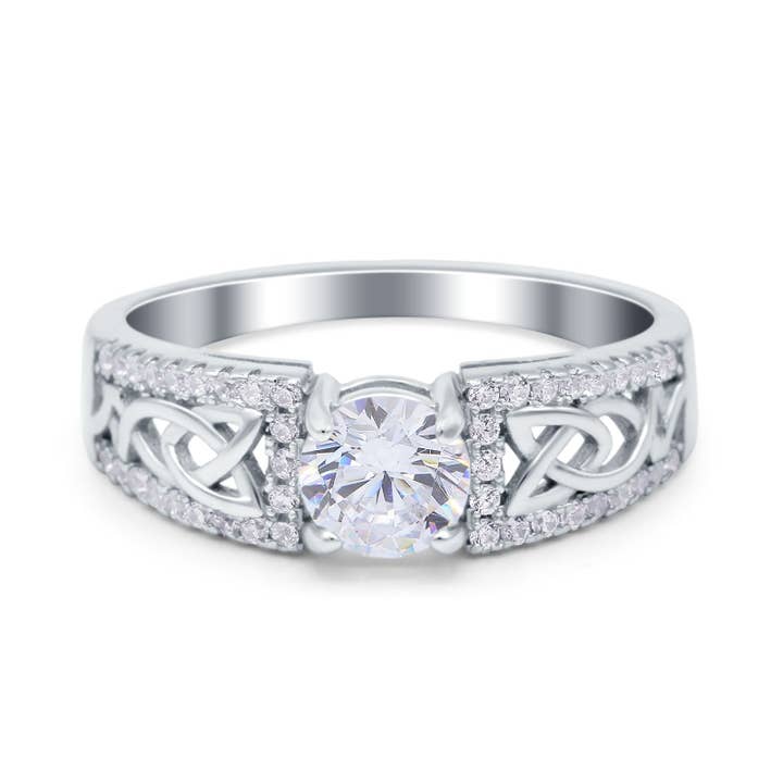 Split Celtic Engagement Ring Round Simulated CZ for wholesale by Blue Apple Imports