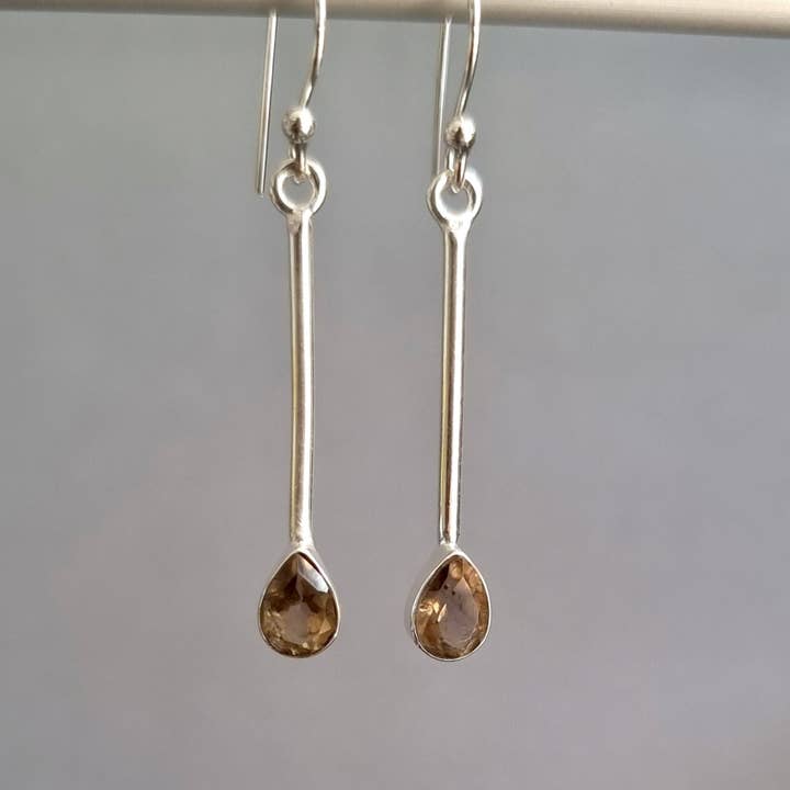 Orecchini in quarzo fumé a goccia lunga in argento sterling 925, E15SQ per la vendita all'ingrosso da parte di Mistry Gems