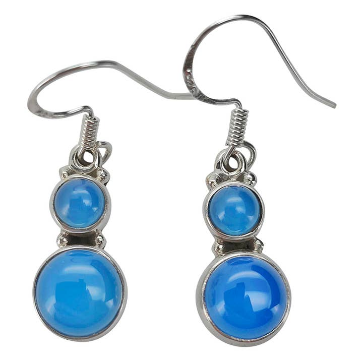 Orecchini in Calcedonio Blu su Ganci per la vendita all'ingrosso da parte di Amberman