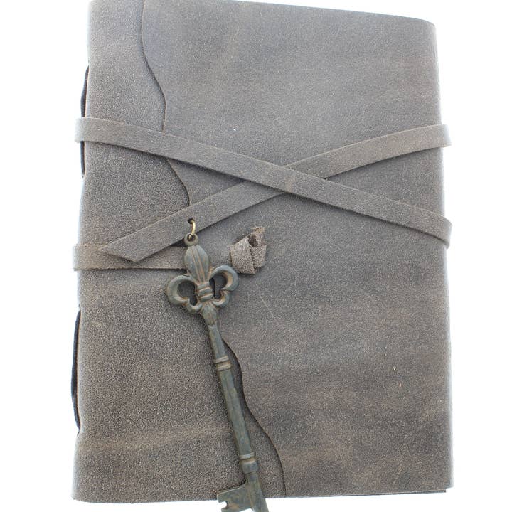 HHH Designs - Wholesale Journal/Diary - Wavy Flap Leather Journal with String Closure; Rustic Key