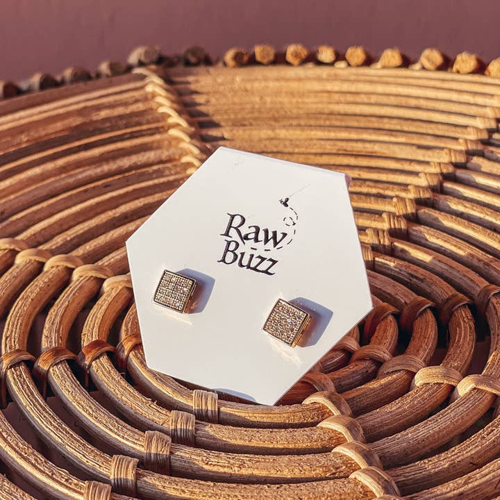 Honey Comb Stud Earrings for wholesale by Raw Buzz Co