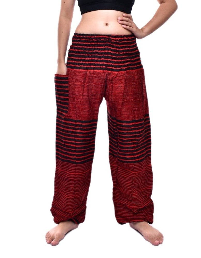 Red Patch Stripe Elasticated Waist Harem Pants for wholesale on Faire3
