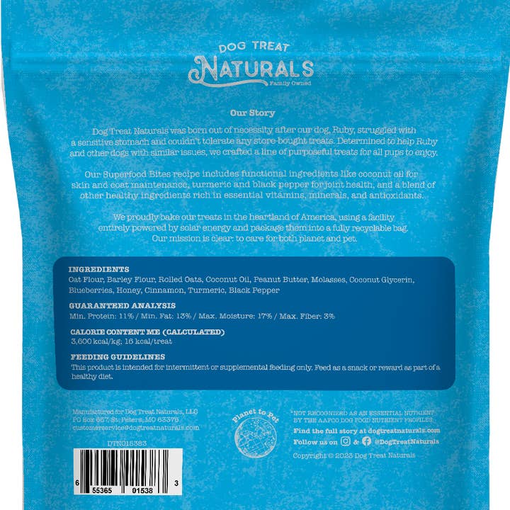 Dog Treat Naturals - Vente Friandises – chien - Bouchées Superfood au Beurre de Cacahuète et Myrtille1