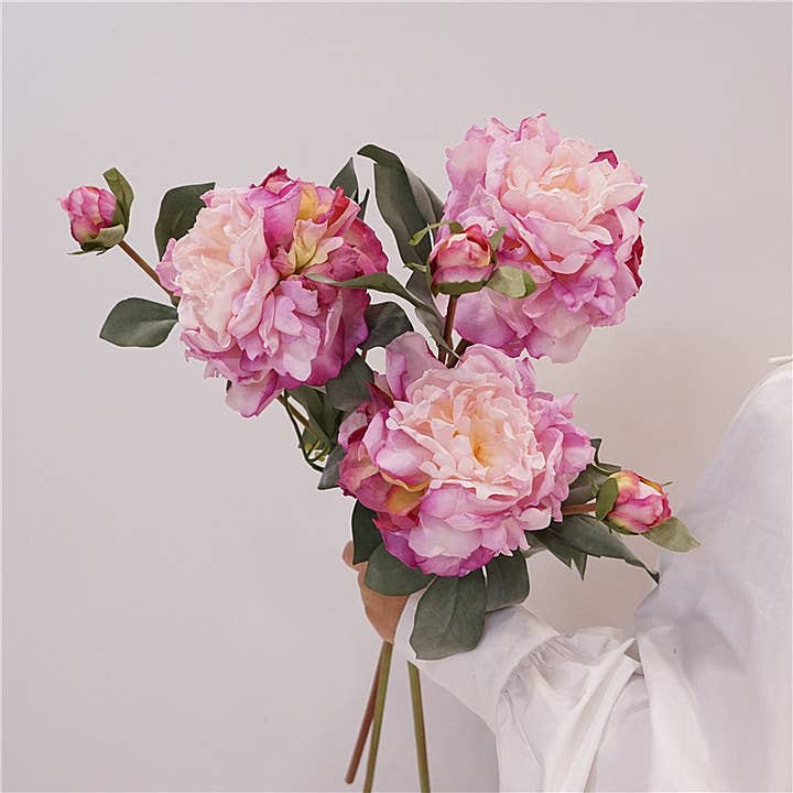 Sweet Home Deco – Großhandel Künstliche Blumen – 24'' Künstliche Pfingstrose mit getrocknetem Look, Frühlingspfingstrosen, langer Stiel7