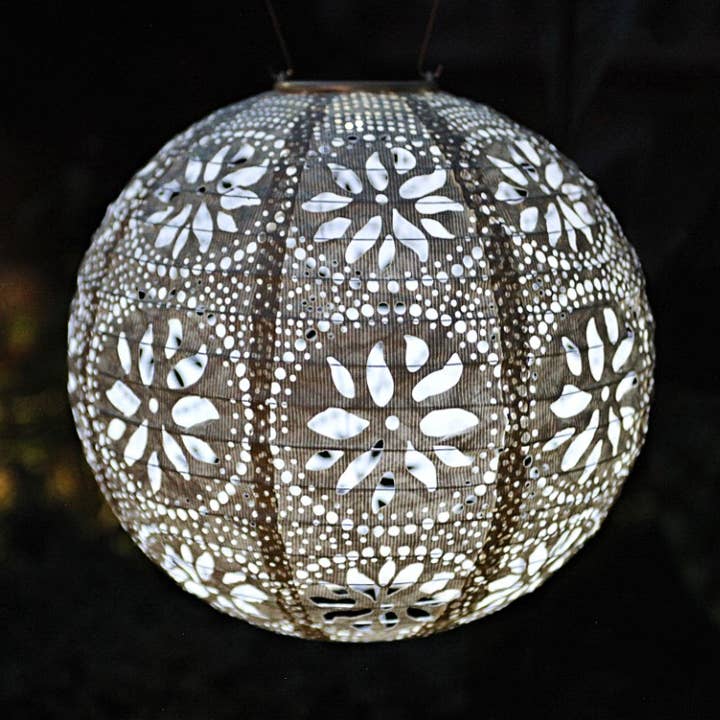 Stella Boho 12" Globe Solar Lantern - Pearl for wholesale by Allsop Home & Garden
