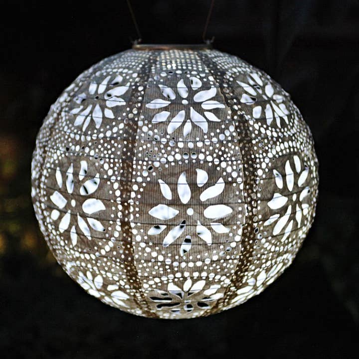 Allsop Home & Garden - Wholesale Lantern - Stella Boho 12" Globe Solar Lantern - Pearl