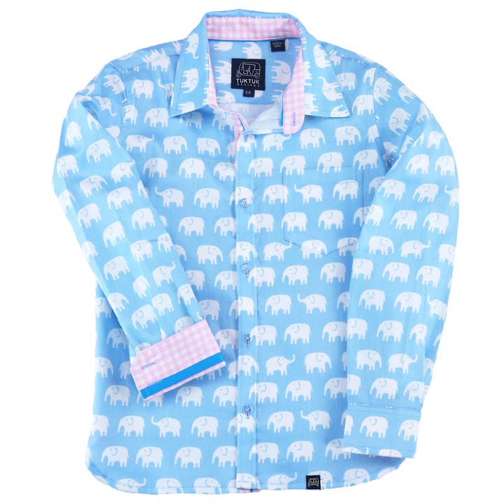 ERAWAN ELEPHANTS IN SKY BLUE - LONG SLEEVE (Copy) for wholesale by TukTuk Designs