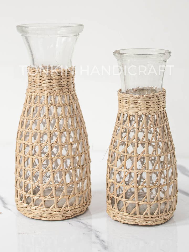 Seagrass-Wrapped Pitcher for wholesale by Tonkin Handicraft