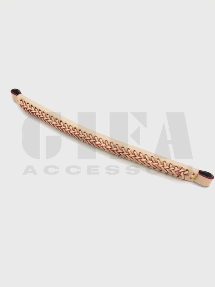 Manico intrecciato in pelle colore cuoio naturale per la vendita all'ingrosso da parte di Gifa Accessori