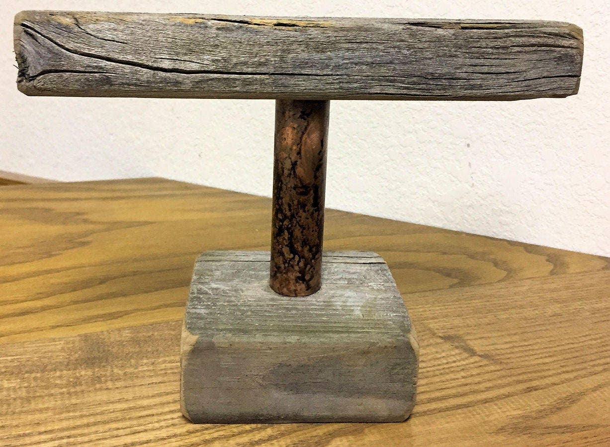 Gifted Shop Works, LLC - Wholesale Jewelry Stand & Display - Weathered Wood & Distressed Copper Bracelet Stand3