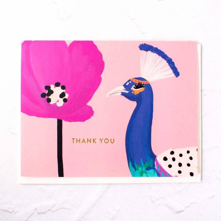 Carte de remerciement paon pour la vente par Michio Aluna
