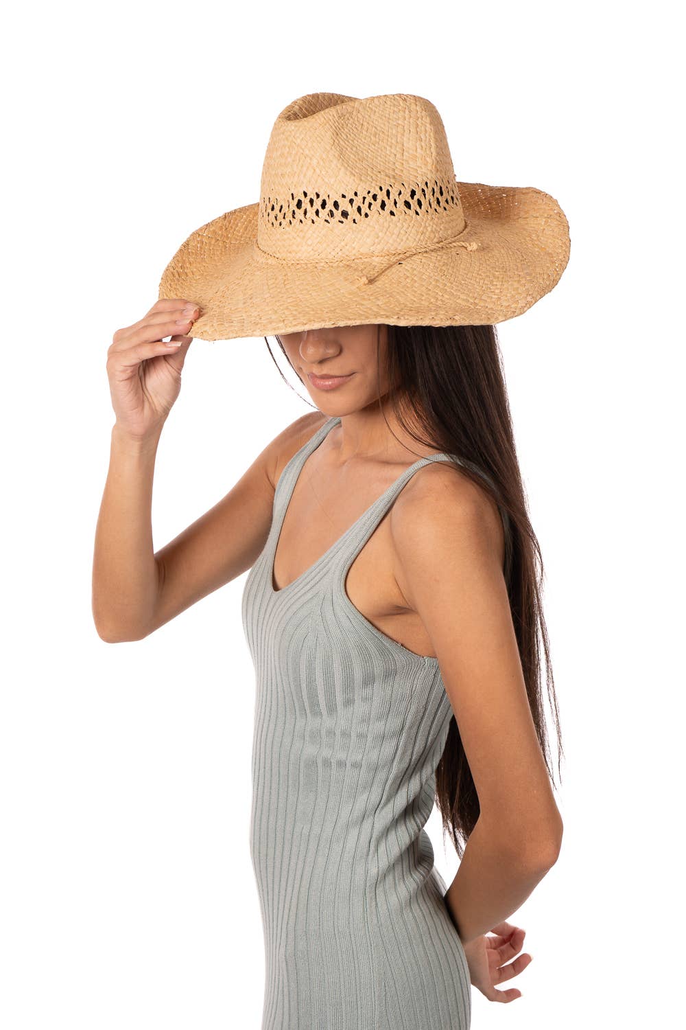 Shebobo - Wholesale Straw Hat - Women's - Macho 3.5" Brim Unisex Straw Cowboy Hat with Adjustable Edge3