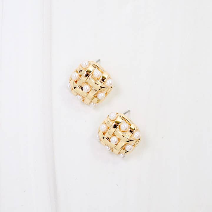 Caroline Hill - Wholesale Stud/Post Earrings - Salina Pearl Embellished Stud Earring Gold0