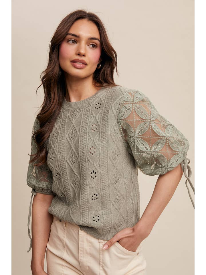 Listicle – Pulôver - Mulher por atacado – Top de Malha com Mangas Bufantes e Ilhós31