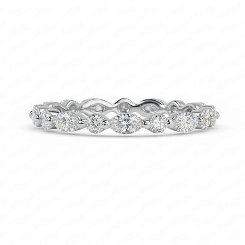 Triple C Diamonds – wholesale Multi-stone ring – Marquies and Round Cut 14K Solid Gold Diamond Eternity Band1